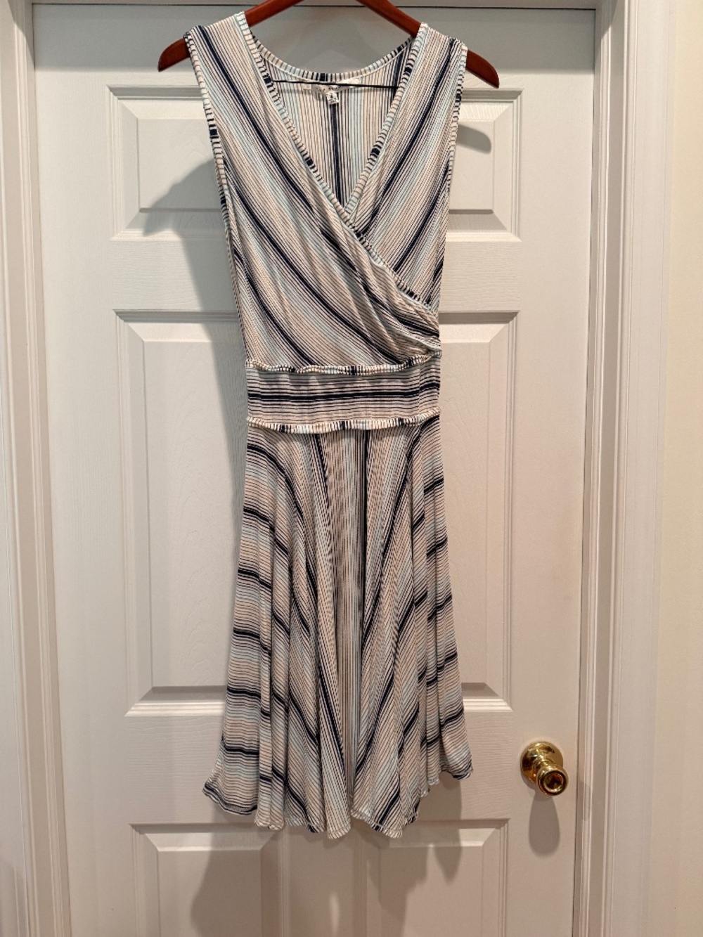 Max Studio Sleeveless striped faux wrap dress Medium